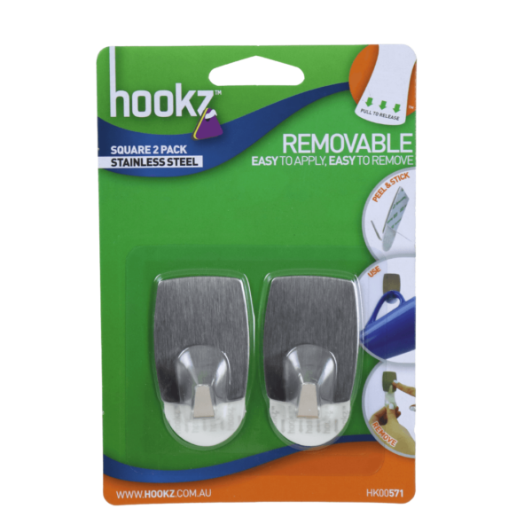 Removable Medium Steel Hooks 2pk