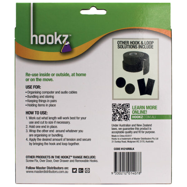 Hookz Hook & Loop Reusable Wrap Tape 10m Roll