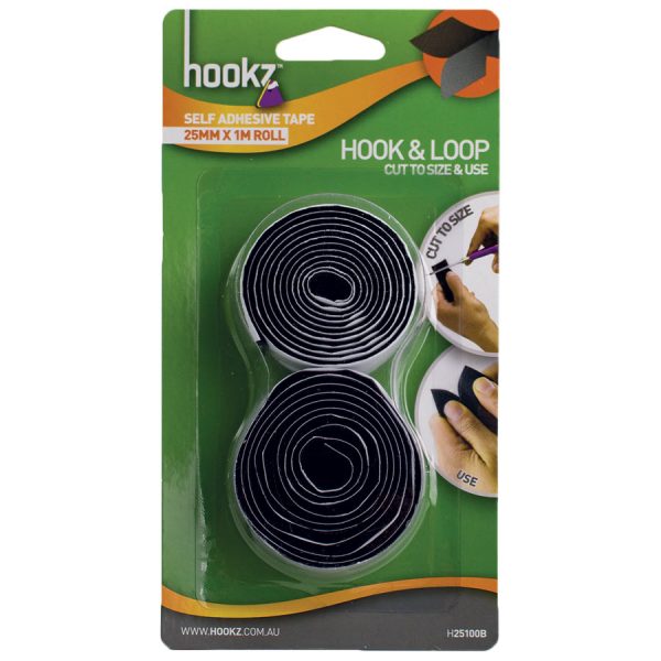 Hook & Loop Tape 1m Roll in black