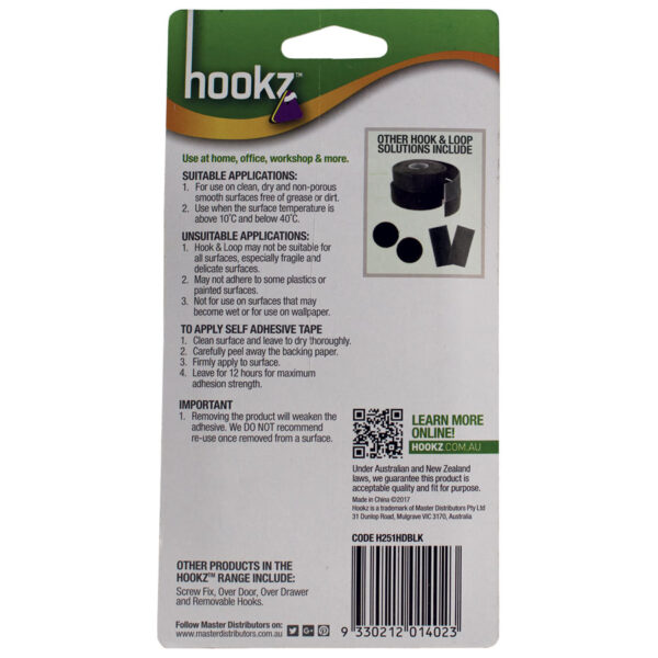 Hookz Hook & Loop Heavy Duty Tape 1m Roll