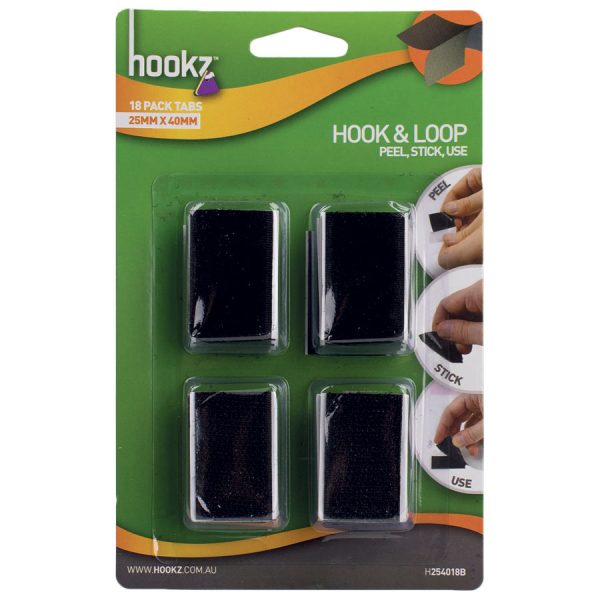 Hookz Hook & Loop Tabs 18px black