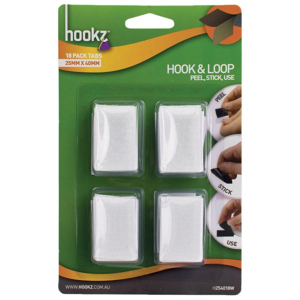 Hookz Hook & Loop Tabs 18px white