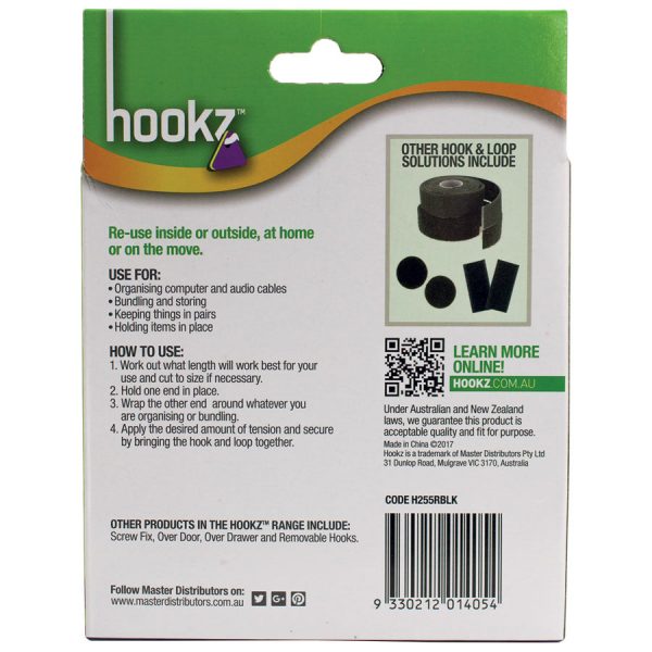 Hookz Hook & Loop Reusable Wrap Tape 5m Roll