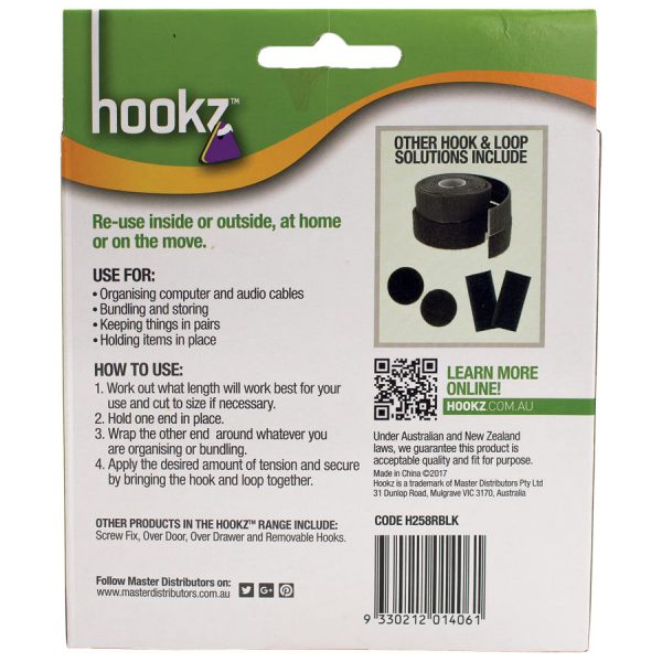 Hookz Hook & Loop Reusable Wrap Tape 8m Roll