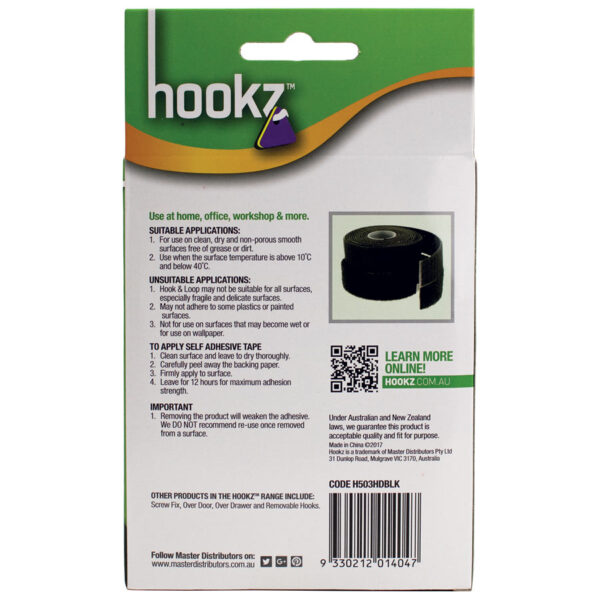 Hookz Hook & Loop Heavy Duty Tape 3m Roll