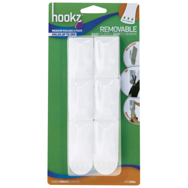 Hookz Removables Medium Square Hooks 6pk