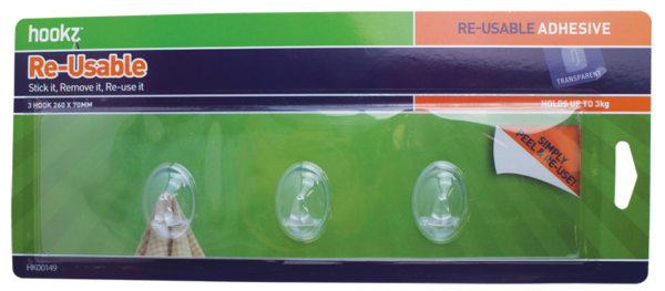 Reusable 3 Hook Rack