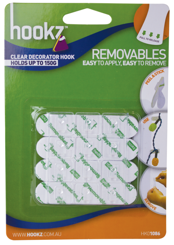Removable Clear Decorator Hook 12pk