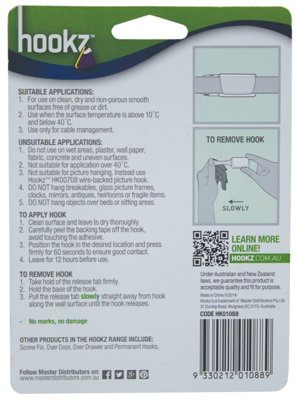 Removable Clear Cable Hook 12pk - Image 2