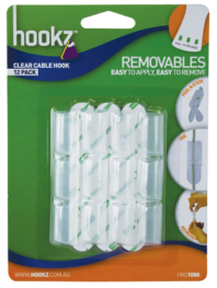 Removable Clear Cable Hook 12pk